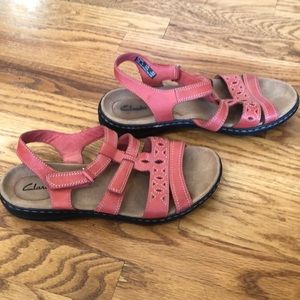 Clarks Red Leather Sandals